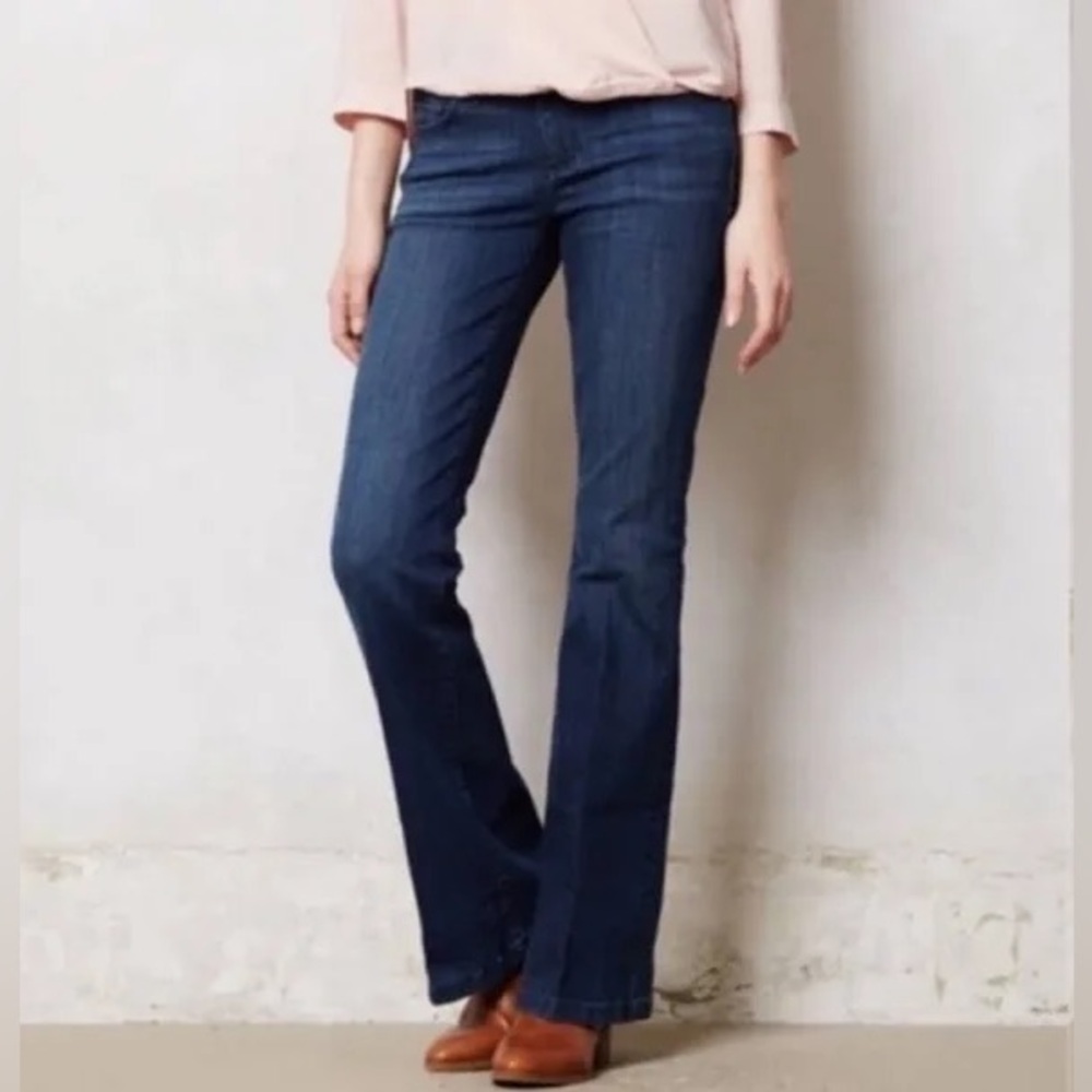 Pilcro Dark Wash Blue Denim High Waisted Flare Jeans Size 31